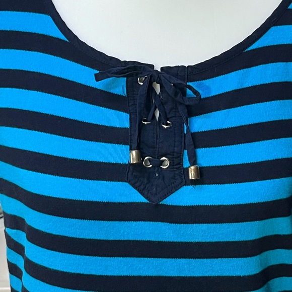 Like New!Talbots Blue and Black Striped Dress - Picture 2 of 5